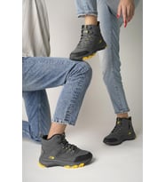 Muggo Alaska Unisex Garantili Trekking Outdoor Bağcıklı Yandan Fermuarlı Kışlık Bot (Gri)