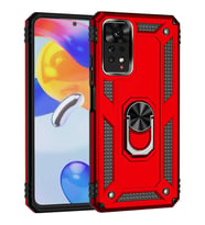 Xiaomi Redmi Note 11 PRO 5G Kılıf Yüzüklü Standlı Korumalı Kapak (Kırmızı)
