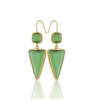 Kadir Jewellery 22 Ayar Altın Kaplama Kadın Sallantılı Küpe -El İşçiliği Ve Hipoalerjenik Küpe (Yeşil)