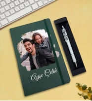 Kişiye Özel Fotoğraflı Defter & Kalem Hediye Seti (Yeşil)