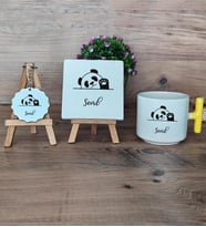 Sevimli Panda Hediye Seti Kupa Bardak T Kulplu, Dekoratif Taş, Anahtarlık Arkadaşa Doğum Günü Hediyesi (Model 5)