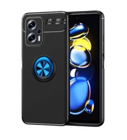 Xiaomi Redmi Note 12 5G Kılıf Zore Ravel Yüzüklü Silikon Kılıf (Siyah-Mavi)