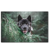 Cakapuzzle Akita Kahverengi Siyah Köpek Çam Yaprakları Puzzle Yapboz MDF (Ahşap) (1000 Parça)