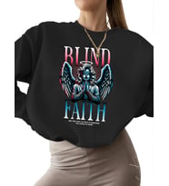 3 iplik şardonlu Bej Kör i·nanç Baskılı bisiklet yaka kalın kadın unisex erkek Sweatshirt Sweatshirt (Siyah)