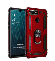 Microsonic Oppo F9 / F9 Pro Kılıf Military Ring Holder (Kırmızı)