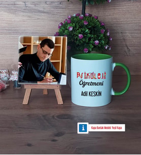 Psikoloji Öğretmeni Fotoğraflı Dekoratif Taş, Kupa Bardak Beyaz Hediye Öğretmenler Günü Hediyesi (Model 14)