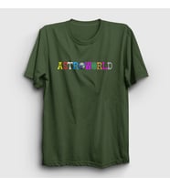 Presmono Unisex Sarı Astroworld Travis Scott T-Shirt 44952tt (Haki)