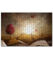 Cakapuzzle Sonbahar Kız ve Açık Kitap İllüstrasyon  Puzzle Yapboz MDF (Ahşap) (500 Parça)