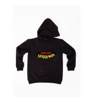 Spiderman baskılı örümcek adam kapüşonlu pamuklu kumaş çocuk sweatshirt (Siyah)