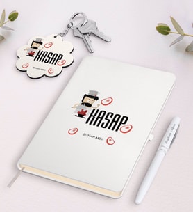 BK Gift Kişiye Özel Kasap Siyah Defter Kalem Ve Anahtarlık Hediye Seti (Model 2)