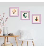 Yapışkanlı Sök Tak Renkli Kare Çerçeveler 3'lü Paket Baskı Dahil (21x21cm) (Pembe)