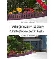 Dekoratif Plastik Bahçe Çiti ve Peyzaj Çiti 1 ADET ÇİT (Y: 25 CM / G: 25 CM) TOPRAK AYAKLI (Mor)