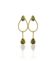 Kadir Jewellery 22 Ayar Altın Kaplama Kadın Sallantılı Küpe -El İşçiliği Ve Hipoalerjenik Küpe-E85 (Zeytin Yeşili)