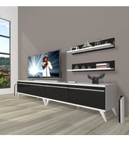 Decoraktiv Eko 220T Mdf Retro Tv Ünitesi Tv Sehpası (Siyah - Beyaz)