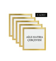 5 Adet Çerçeve Seti Tablo Seti Boş Çerçeve Masa üstü Çerçeve  Hediyelik Çerçeve ÖZC-AİLESETİ18LİK-5Lİ (Gold)