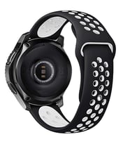 ​​Amazfit GTS Bip Lite S GTR 42mm Kordon Delikli Spor Kordon (Siyah - Beyaz)