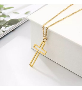 Kişiye Özel 925 Ayar Gümüş Haç Kolye (Gold)