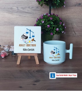 Adalet Öğretmeni Dekoratif Taş, Kupa Bardak Kırmızı Hediye (Model 11)