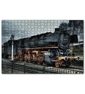 Cakapuzzle  Nostaljik Kara Tren Görseli  Puzzle Yapboz MDF (Ahşap) (1000 Parça)