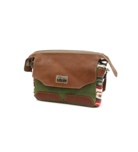 Old Cotton 7036 Geneva Bag Omuz -13 inch Laptop - Notebook - Evrak - Seyahat Çantası (Yeşil - Taba)