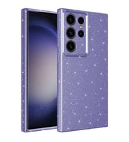Samsung Galaxy S23 Ultra Kılıf Kamera Korumalı Simli Lüks Işıltılı Silikon (Mor)