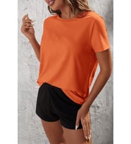 Unisex Pamuklu Penye Şort Takım (Turuncu)