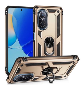 Huawei Nova 9 SE Kılıf Zore Vega Yüzüklü Standlı Zırh Kılıf (Gold)