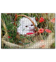 Cakapuzzle Beyaz Kedi Sepet İçinde Doğada  Puzzle Yapboz MDF (Ahşap) (255 Parça)