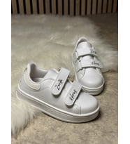Günlük Erkek Kız  Çocuk Sneaker Cırtlı Kalın Tabanlı Rahat Spor Ayakkabı 525PF (Beyaz - Beyaz)