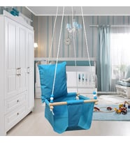 Altev Ahşap Bebek Çocuk Bahçe Salıncağı Hamak Tavan Salıncağı Ev Salıncak Beşik (Mavi)