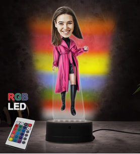 Doğum Günü Hediyesi,Sevgiliye Hediye, Kişiye Özel Fotoğraflı En Güzel Kadın Karikatür 3D Led Lamba (RGB)