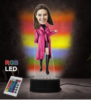 Doğum Günü Hediyesi,Sevgiliye Hediye, Kişiye Özel Fotoğraflı En Güzel Kadın Karikatür 3D Led Lamba (RGB)