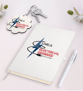 BK Gift Kişiye Özel Elektrik Mühendisi Siyah Defter Kalem Ve Anahtarlık Hediye Seti-1 (Model 2)