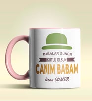 Kişiye Özel Canım Babam 3 Tasarımlı Siyah Kupa Bardak (Pembe)