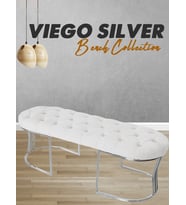 VİEGO SILVER -Kapitoneli Model Puf&Bench&Koltuk-Oturak-Uzun Makyaj Puff-Yatak Odası Ucu&Önü (Beyaz)
