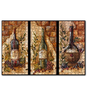 Cakapuzzle Üç Çeşit Şarap Şişesi Üzüm Görseli  Puzzle Yapboz MDF (Ahşap) (1000 Parça)