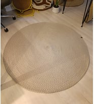 Doğal Hasır Görünümlü Saç Örgü Yuvarlak Jüt Halı Yeni Sezon Kilim (Bej)