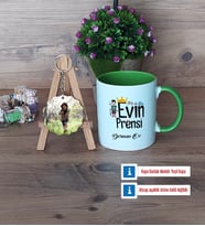 Evin Prensi Kupa Bardak Beyaz ve Fotoğraflı Ahşap Anahtarlık Hediye (Model 14)
