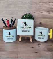 Kişiye Özel Jandarma Hediye Sepeti Kupa Bardak T Kulplu, Kalemlik ve Dekoratif Taş Askeri Personele Hediye, Jandarmaya Hediye (Model 5)