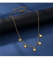 Kişiye Özel 925 Ayar Gümüş Çoklu Yıldız Kolye (Gold)