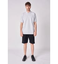 Erkek %100 Pamuklu Polo Yaka Kısa Kollu Tişört (Açık Gri)