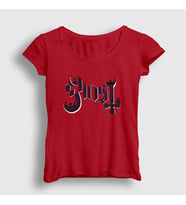 Presmono Kadın Sarı Logo Ghost T-Shirt 52075tt (Kırmızı)