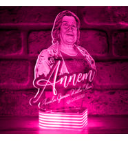 Kişiye Özel Anneler Günü Hediyesi, Led Aydınlatma (Pembe)
