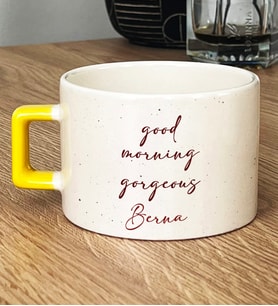 Kişiye Özel Good Morning Gorgeous Hediye Lüks Fincan Sevgiliye Hediye (Sarı)