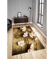 Dijital Baskılı Yıkanabilir Kaymaz Modern Renkli Salon Halısı Mutfak Halısı Yolluk ND-HY-1104 (Kahverengi)