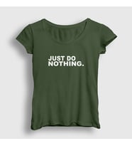 Presmono Kadın Sarı Just Do Nothing T-Shirt 404938tt (Haki)