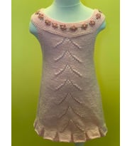 EL ÖRGÜSÜ 2/3 YAŞ KIZ ÇOCUK TRİKO ÖRME ELBİSE BEBEK ELBİSE ÇİÇEKLİ ELBİSE (Pembe)