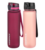 Uzspace 2'li Tritan Matara Seti 1000 ml Büyük Boy 14 Farklı Renk Seçeneği FiftyFifty (Pembe-Lila)