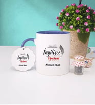 İngilizce Öğretmeni Kupa Bardak ve Anahtarlık (Lacivert)
