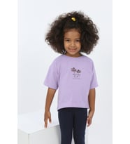 Toontoy Kız Çocuk Panama Beach Baskılı Tişört (Lila)